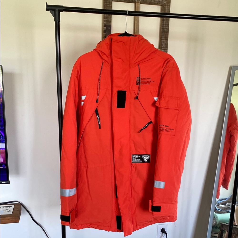 Men's Orange Hooded Jacket